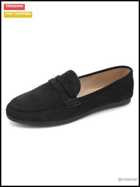 Faux Suede Penny Loafers Comfortable Walking Flats Almond Toe Non Slip Sole